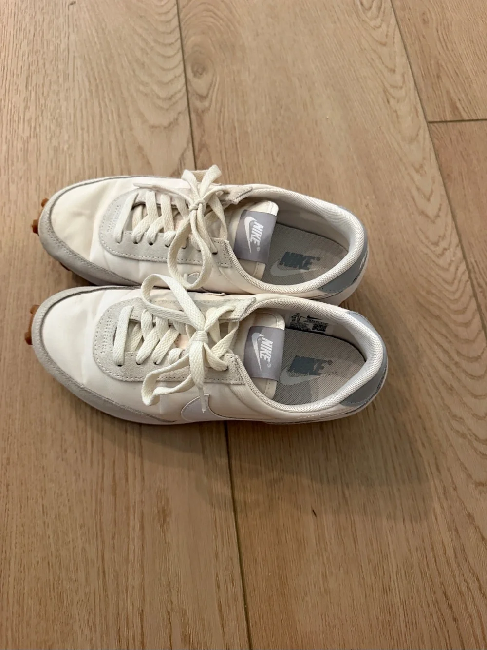 Nike Off-White and Light Gray Retro Runner Sneakers